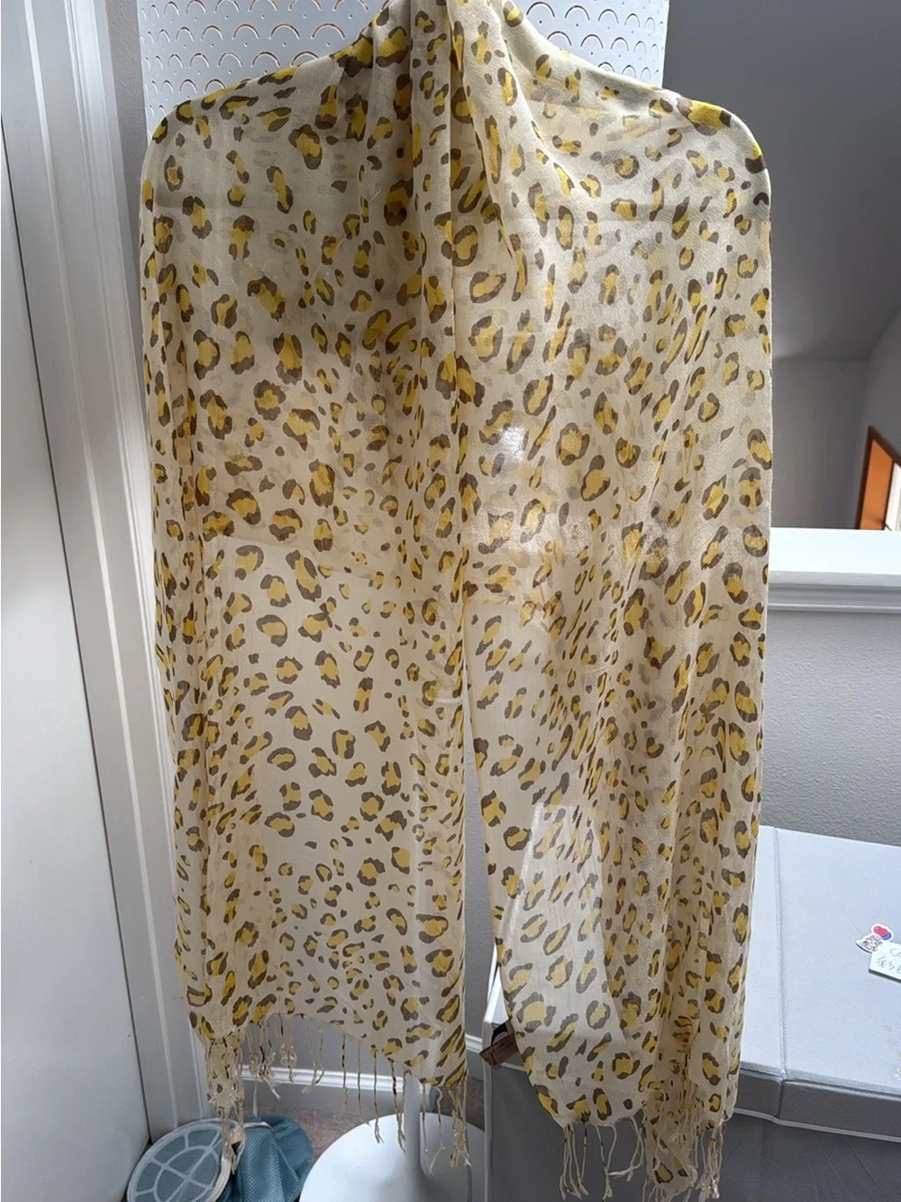Leopard Print Yellow Scarf (20% Silk)